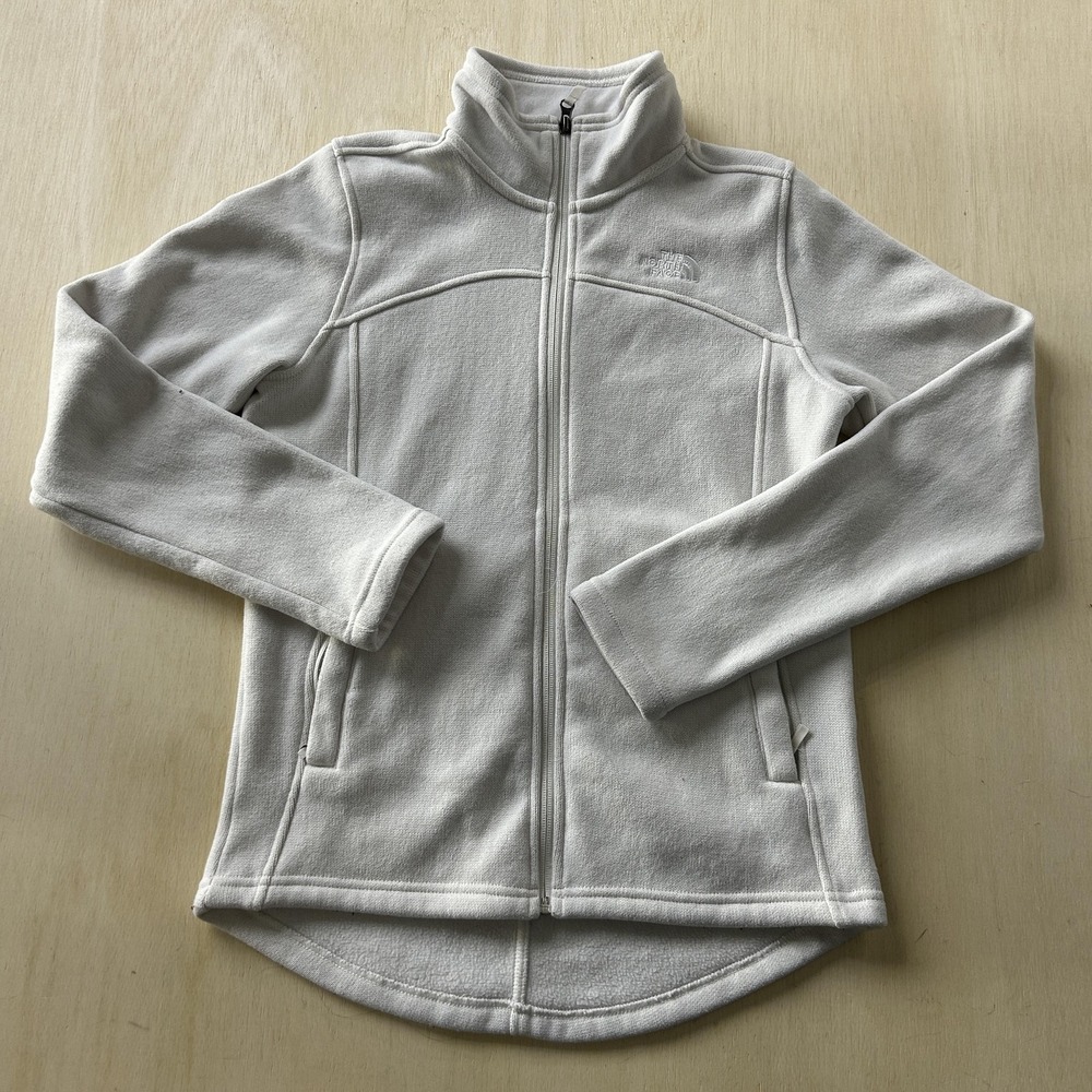 The North Face Jacket Womens Small White Fleece Full Zip Pockets Lightweight - Picture 1 of 8